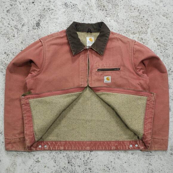 Vintage Carhartt WOMENS WJ097 VRS FADED Pink Detroit Jacket Size Large - Picture 2 of 16